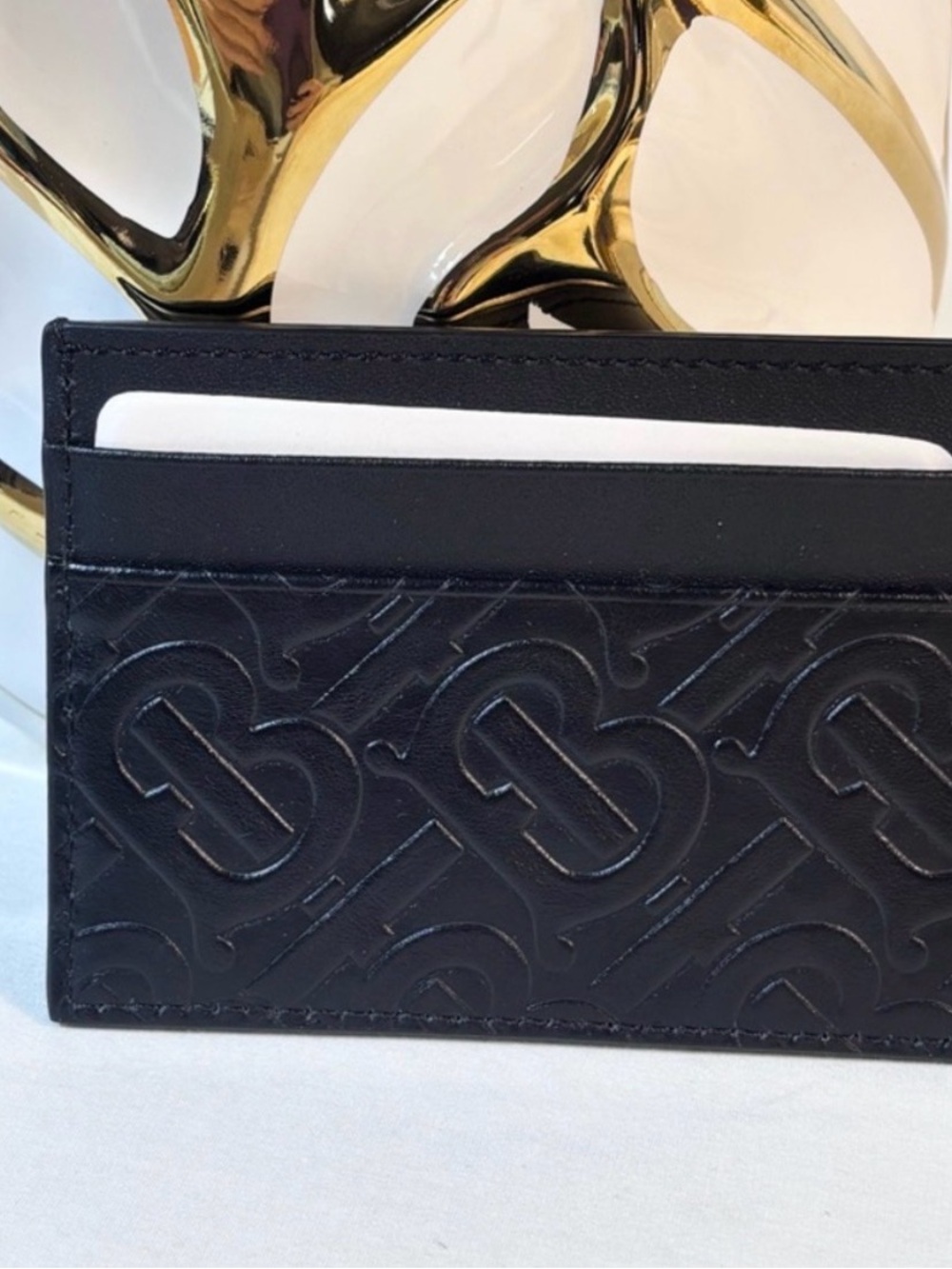 Burberry Black Embossed Leather Card Holder